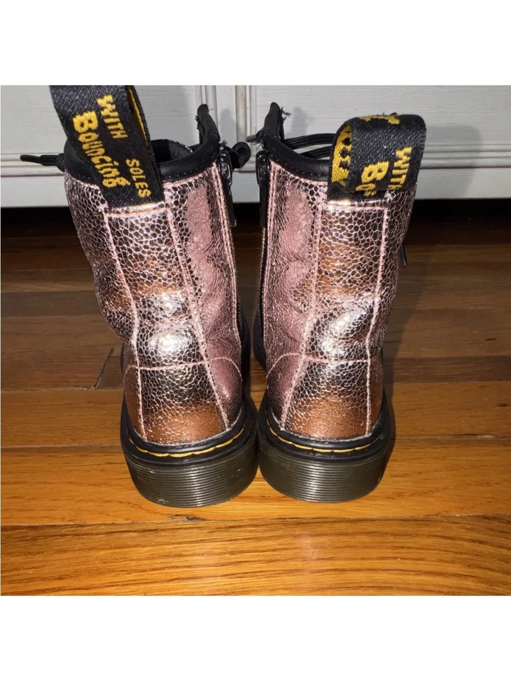 Dr. Martens Pink Disco Crinkle Textile Boot Interior View